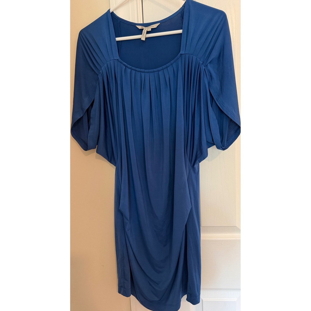 BCBGeneration Blue Pleated Dolman Sleeve Tunic Mini Dress Womens Small